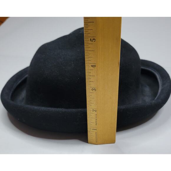 Michael Howard 100% Wool Bowler Hat Black Rolled Rim Great Condition Women USA - Picture 7 of 8